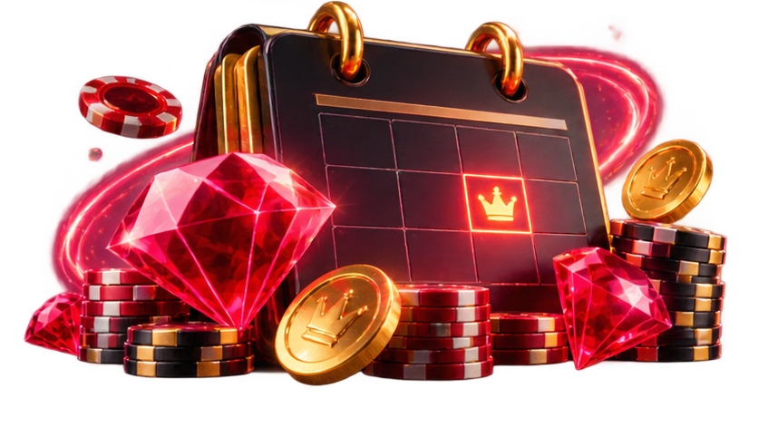 Calendar and clock representing upcoming Ruby Slots Casino tournaments